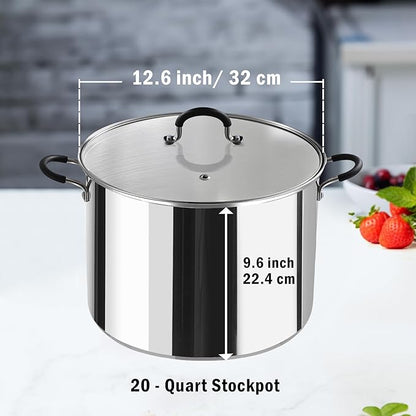 Cook N Home Water Bath Canner with Jar Rack & Glass Lid, Professional Stainless Steel Canning Pot 20 Quart, with Stay-Cool Handles, Multiuse Pot, Induction Capable - Image 2