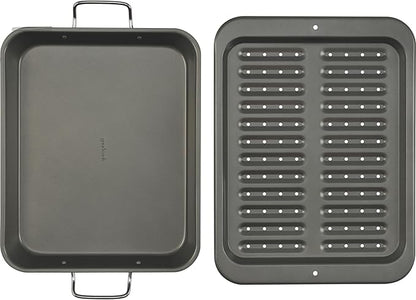 GoodCook Everyday Nonstick Steel Broiler Pan, 11.5" x 14.25", Gray