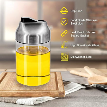 Aelga Soy Sauce Dispenser, 7oz Non-Drip Spout Oil and Vinegar Dispenser with Auto Flip Cap, Glass Oil Cruet for Kitchen Cooking - Image 2