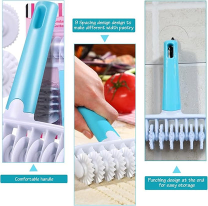 Pastry Dough Lattice Cutter Wheel Roller Fondant Ribbon Cutter with 4 Different Gears Embosser Set Household Time-Saver Baking Pastry Tools for Dough Cookie Pie Pizza Bread Pastry - Image 6