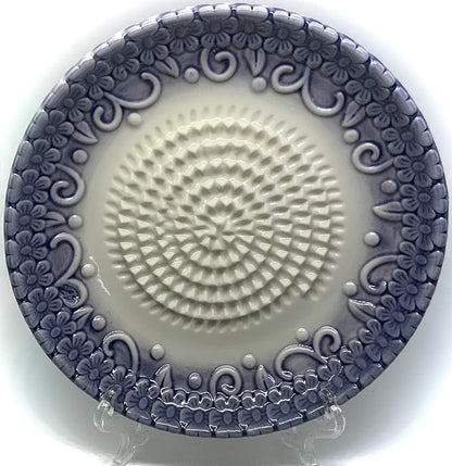 BonCera, All-in-one Premium Ceramic Garlic Grater Plate 4-Piece Set - Purple Embossed Design and Style - For Garlic, Ginger, Chocolate, and more! - Comes with 5.25" Plate, Peeler, Brush, and Stand - Image 7