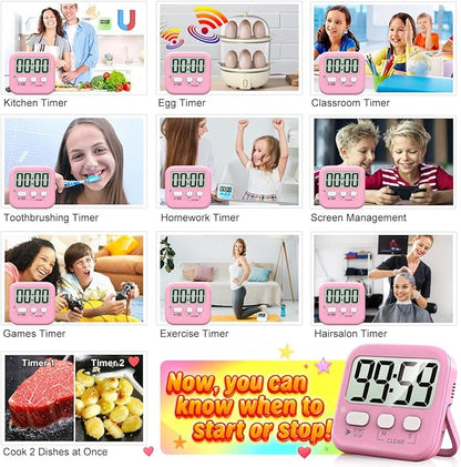 Antonki 2 Pack Digital Timer for Kids, Magnetic Countdown Kitchen Timers for Cooking, Egg, Classroom, Teacher, Exercise, Study, Oven - Battery Included - Image 7