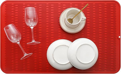 MicoYang Silicone Dish Drying Mat for Multiple Usage,Easy clean,Eco-friendly,Heat-resistant Silicone Mat for Kitchen Counter or Sink,Refrigerator or Drawer Liner Red 3XL 28 inches x 18 inches - Image 7