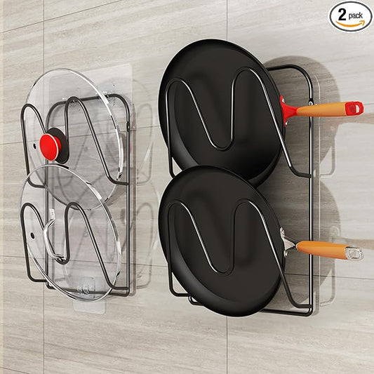 2 Pack Pot-Lid-Organizer, 4-Tier Pots and Pans Lid Organizer Under Cabinet, No Drilling, Rustproof, Lid-Organizers-Inside-Cabinet for Small-Space-Solution & Kitchen Cabinet Organization by Unknown