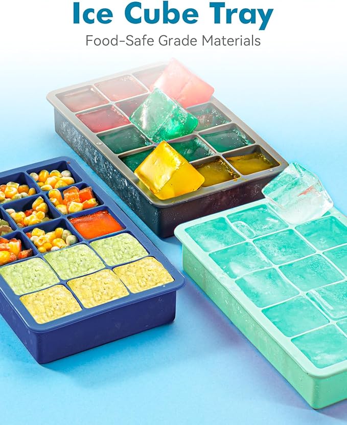 Silicone Ice Cube Trays for Freezer Set of 2, Square Ice Cubes Mold, Easy Release Silicone Old Fashioned Ice Cube Tray, Mini Fridge Rubber Ice Cube Tray for Whiskey Cocktail Coffee Soup - Image 4
