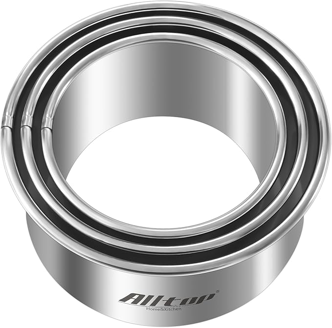ALLTOP Circle Biscuit Cutter Set –Stainless Steel Baking Supplies for Effortless Round Cookie Shaping, Pastry & Fondant Tool Creation–Precise Cut Kitchen Utensil for Sandwich, Scone, Donut -3PC Round by ALLTOP