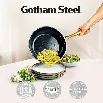 Gotham Steel 15 Pc Ceramic Cookware Set Nonstick, Ceramic Pots and Pans Set Non Stick with Steamer & Cooking Utensils, Non Toxic PFOA PFOS Free, Premium Stay Cool Handles, Oven & Dishwasher Safe - Image 7