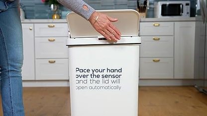 SIMPLI-MAGIC 79502 13 Gallon Touchless Sensor Trash Can, Rectangle Garbage Bin, Perfect for Home, Kitchen, Office, White - Image 11