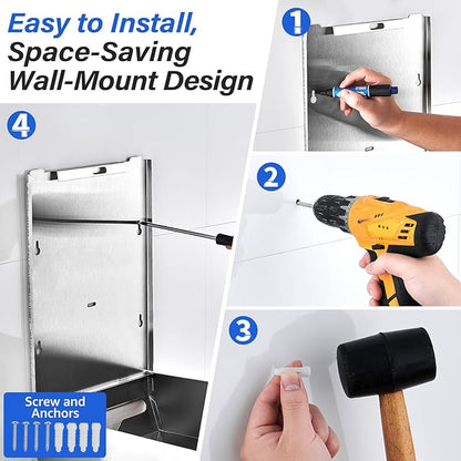 Commercial Paper Towel Dispenser Wall Mount, Stainless Steel C-Fold Multifold Trifold Holder with Lock, Large Capacity for Bathroom Kitchen Office Restaurant Industrial
