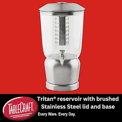 TableCraft 75 Upscale 2.5 Gallon Drink Dispenser with Fruit Infuser & Stand, Tritan & Brushed Stainless Steel, Cold Beverage Dispenser for Catering and Home Use - Image 5