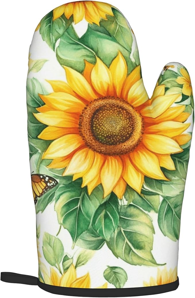 Sunflower Oven Mitts and Pot Holders Sets Watercolor Yellow Floral Plant Kitchen Gloves Hot Pads 2 Pieces Set Spring Summer Farmhouse Kitchen Decor and Accessories - Image 8