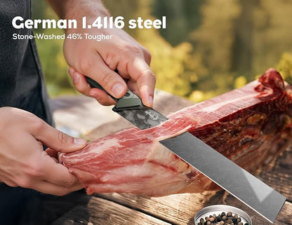 12 Inch Slicing Carving Knife - Rust-Resistant Full-Tang Steel, G10 Non-Slip Outdoor Handle - BBQ & Brisket Knife for Spanish Ham, Turkey - Professional Chef Knife-Gift For Men