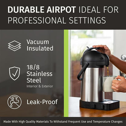 Thermal Coffee Carafe 74Oz, Keeps Drinks Hot for 12Hrs & Cold for 36Hrs, Insulated Stainless Steel Coffee Carafe for Hot Drinks, Easy One-Handed Dispensing for Office, Home, Party, Durable Tea Flask - Image 6