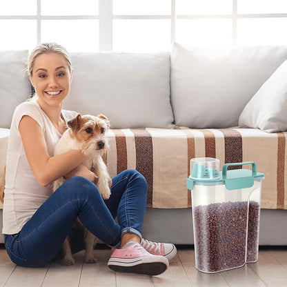 LEAWALK 5Lbs Airtight Cat Dog Food Storage Container with Upgraded Large Nozzle BPA-Free, Pet Food Storage Containers for Rice, Grain, Pet Food, Flour, Dog Treat Storage (Pink+Lake Blue, 5L-2pack)