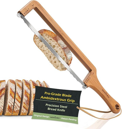 keechee Sourdough Bread Knife – Extra Large Bread Slicer for Homemade Bread with Thickness Guide & Stainless Steel Blade, Even Slice Cutter for Baguettes, Bagels, Gift for Bread Lovers (Standard) by Keechee
