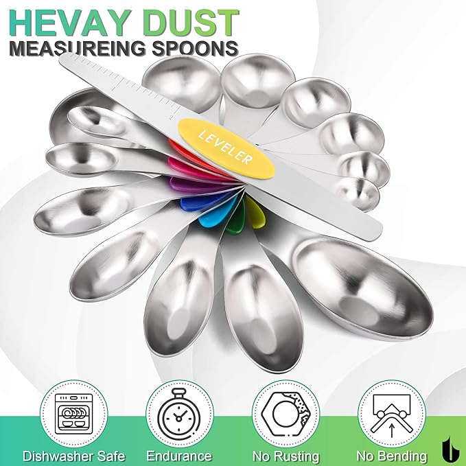 Urbanstrive Magnetic Measuring Spoons Set Stainless Steel, Dual Sided for Liquid Dry Food, Measuring Cups Spoons Set Fits in Spice Jar, Kitchen Gadgets, Cooking Utensils Set, Including Leveler, 8Color - Image 5
