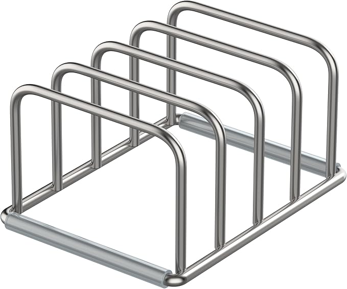 KORRTFID Cutting Board Organizer Stand Holder,304 Stainless Steel Chopping Board Holder,Pot Pan Lid Holder Rack kitchen Shelf Bakeware,Cookie Sheets Organizer (1.0 Inch Width Slots) - Image 8