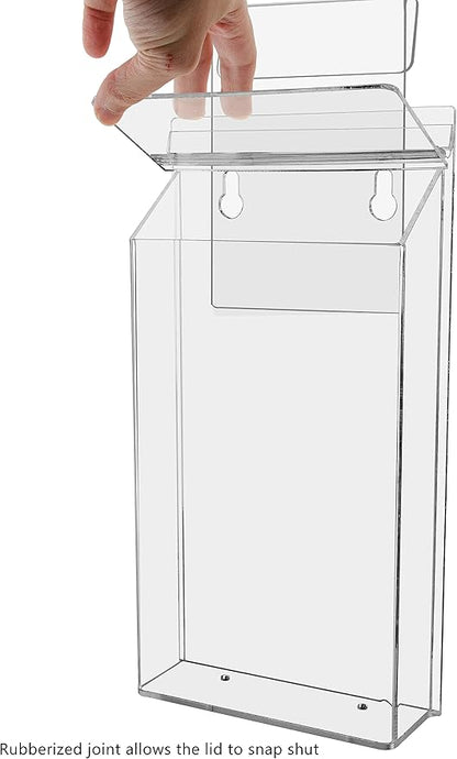 Outdoor Brochure Holder with Window Hook and Lid Holds 6" x 10" Pamphlets for Real Estate Agents On The Go Vehicle Advertising for Hand Outs Clear Acrylic Take One Caddy by Marketing Holders