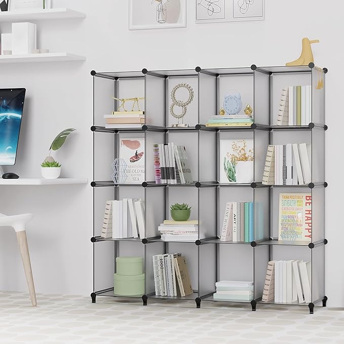 HOMIDEC Closet Organizers and Storage, 16 Cube Storage Organizer, Portable Closet Organizer Cubes Shelves for Clothes, Bedroom, Wardrobe, Kids Room, Bathroom, Grey - Image 5
