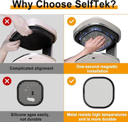 SelfTek Metal Mesh Splatter Shield Heat-Resistant Splash Guard for Ninja Crispi Pro Glass Air Fryer - Accessories for Ninja Crispi Pro AS101CY，Reusable Air Fryer Replacement Parts (Magnetic)