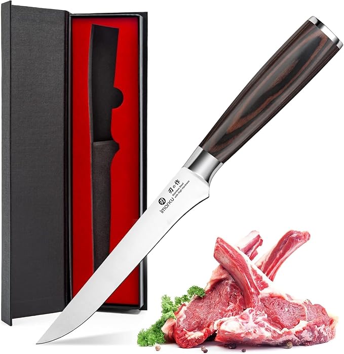 imarku Fillet Knife, German High Carbon Boning Knife, 6-Inch Stainless Steel Professional Grade Boning Fillet Knife for Fish, Pakkawood Handle for Meat and Poultry, Gifts for Men and Women by imarku