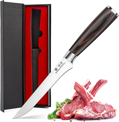 imarku Fillet Knife, German High Carbon Boning Knife, 6-Inch Stainless Steel Professional Grade Boning Fillet Knife for Fish, Pakkawood Handle for Meat and Poultry, Gifts for Men and Women by imarku