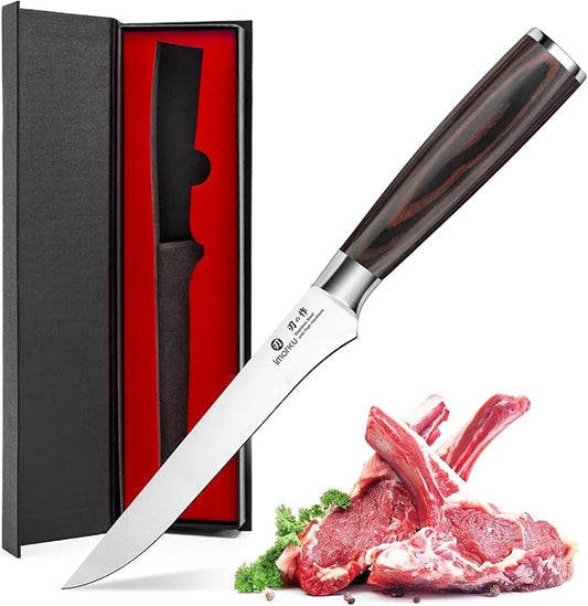 imarku Fillet Knife, German High Carbon Boning Knife, 6-Inch Stainless Steel Professional Grade Boning Fillet Knife for Fish, Pakkawood Handle for Meat and Poultry, Gifts for Men and Women by imarku