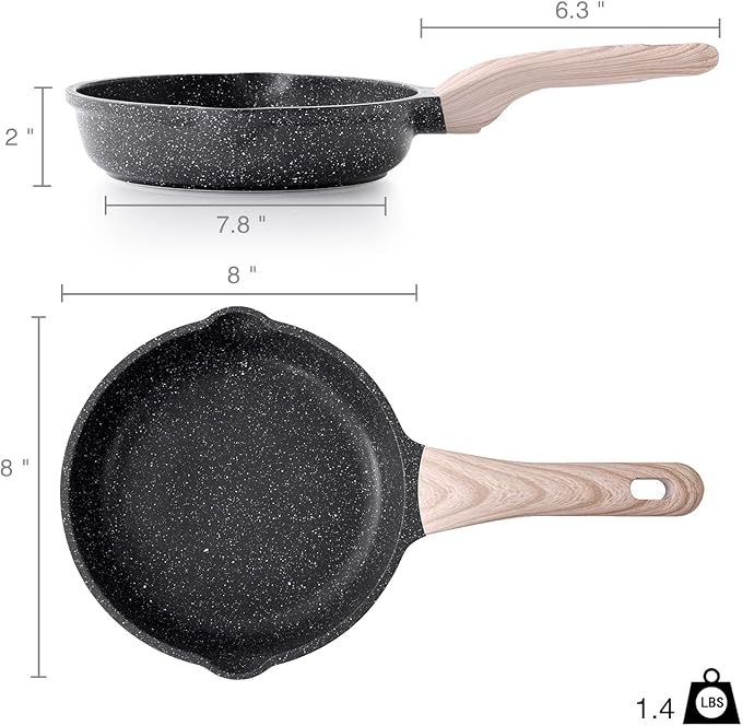 Kordisen Nonstick Frying Pan Skillet, 8 Inch Small Egg Omelet Pan, Healthy and Non Toxic, Induction Compatible, PFOA Free - Image 6