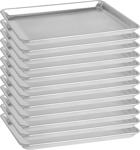 BIEAMA 12 Pack Half Size 18" x 13" Aluminum Baking Sheet Pan Perforated, Commercial Bakery Equipment Cookie Sheets, NSF Approved Baking Tray by BIEAMA