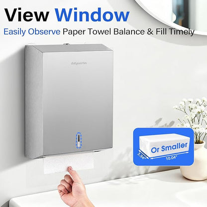 Commercial Paper Towel Dispenser Wall Mount, Stainless Steel C-Fold Multifold Trifold Holder with Lock, Large Capacity for Bathroom Kitchen Office Restaurant Industrial