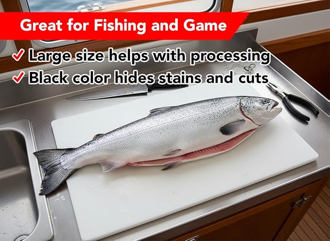 Thirteen Chefs Extra Large 30 x 18 Inch Cutting Board for Meats, Game and Fish – 1/2 Inch Thick HDPP Plastic for Food Service, 10 pounds - Image 3