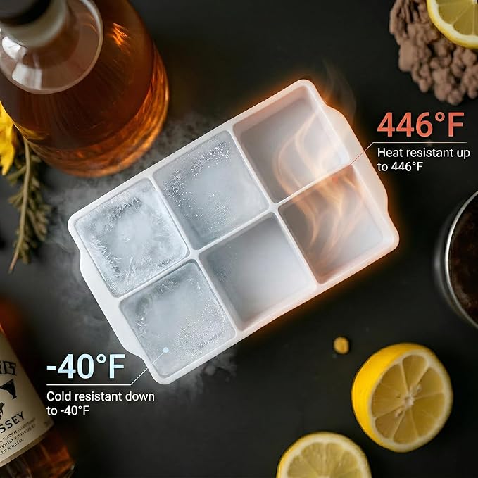 KitchFort Large Silicone Ice Cube Tray (2-Pack), Easy Release 2" Big Ice Cubes - Cocktail, Whiskey Ice Cubes Mold - Ice Trays for Freezer with Lid - Stackable Silicone Ice Tray - White - Image 6