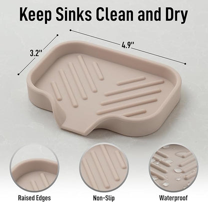 Zulay Kitchen Small Silicone Sponge Holder (4.9x3.3”) – Space-Saving Sink Organizer Tray for Sponge, Soap, Brush & More – Compact Non-Slip Dish for Kitchen & Bathroom (Ivory) - Image 4