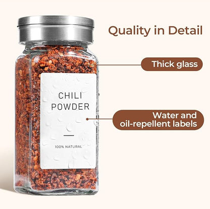 ComSaf Spice Jars with Shaker lids Adjustable, 4oz 6PCS, 9 DIY Labels, Spice Jars Trial Set & Supplement Set, Empty Ingredient Containers and Square Ingredient Bottles for Kitchen and Seasoning - Image 6