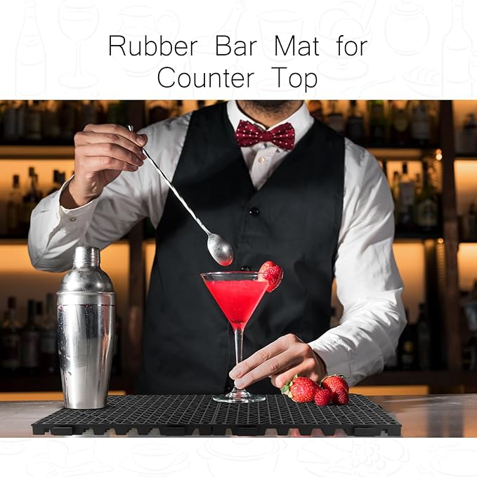 Tioncy 24 Pcs Bar Countertop Supplies Interlocking Mats 12 x 12 Inch Rubber Black Shelf Liners Bar Drying Coffee Non Slip Spills Mats for Bartending Home Cocktail Bars Restaurants - Image 5