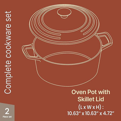 Bakken Enameled Cast Iron Dutch Oven Pot, 6QT Dutch Oven for Bread Baking, Braising & Roasting, Kitchen & Campfire Cooking, Moisture-Locking Lid, Oven Safe Up To 500°F, Works on All Cooktops, Red