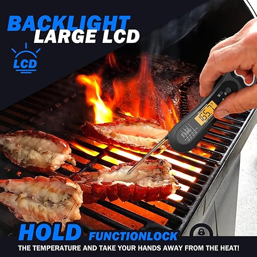 Meat Thermometer Digital, Instant Read Meat Thermometer for Grill and Cooking, with Bottle Opener, Backlight & Calibration Food Thermometer, Kitchen Gadgets for BBQ, Turkey, Candy, Liquids - Image 4