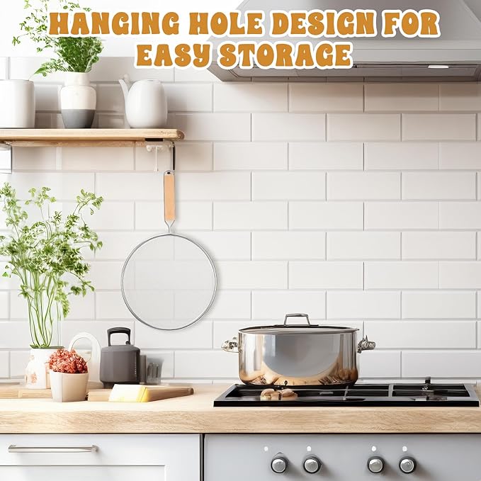 1PCS Splatter Screen for Frying Pan, 8Inch Stainless Steel Splatter Guard for Frying Pan Cooking Pots Food Strainer and Universal Cookware for Cooking, Kitchen Splash Guard No Oil Mess, No Burns - Image 7