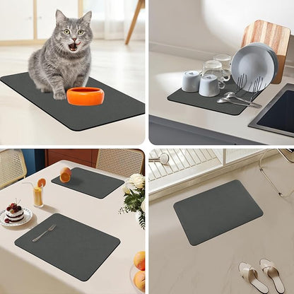 Bloss Coffee Mat, Dish Drying Mat for Multiple Usage, Coffee Bar/Maker Mat, Kitchen Counter Mats, Absorbent Hide Stain Rubber Backed Dish Drying Pad(12.2"x19.7", Dark Gray) - Image 8