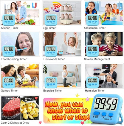 Antonki 2 Pack Digital Timer for Kids, Magnetic Countdown Kitchen Timers for Cooking, Egg, Classroom, Teacher, Exercise, Study, Oven - Battery Included - Image 7