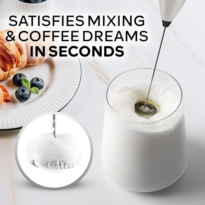 Zulay Kitchen Powerful Milk Frother Wand With 4 AA Duracell Batteries - Ultra Fast Handheld Drink Mixer - Electric Whisk Foam Maker for Coffee, Lattes, Cappuccino, Matcha & Creamer - Gray & Black - Image 2