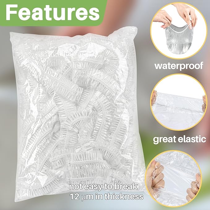 MAQIHAN 100 Bowl Covers Bread Proofing - Extra Large Plastic Wrap for Food Sourdough Bread Baking Rising Elastic Reusable Plate Covers Outdoor Food Fresh Keeping Bags Shower Cap Hair Deep Conditioning - Image 4