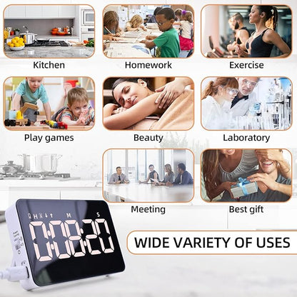 Rechargeable Digital Kitchen Timer for Cooking, Magnetic Timers with Countdown/up, Kids Timer with 5”LED Display 3 Brightness 4 Volume Adjustable for Classroom/Office/Home/Work/Study/Fitness/Game - Image 7