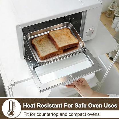TeamFar Toaster Oven Tray, 6 Pack Stainless Steel Small Baking Sheet Pan Set, Metal Cookie Sheets for Baking/Broiling/Serving, Non-Toxic & Heavy Duty, Dishwasher Safe, 9.3” x 7” x 1”