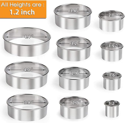 HULISEN Stainless Steel Round Cookie Biscuit Cutter Set, 11 Circle Donut Doughnut Cutter, Baking Ring Molds for Mini Cake, Scone, Pastry, Cooking, Gift Package - Image 3
