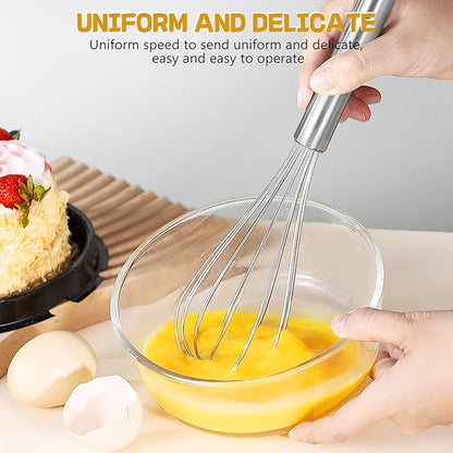 NileHome Stainless Steel Whisk 8" Hand Blender + 10" Semi-Automatic Rotary Kitchen Whisk Kitchen Wisk Wire Whisks for Cooking, Whisking, Blending, Beating, Stirring- 2 Pack... - Image 5