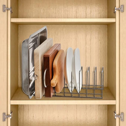 Pot Lid Organizer, Stainless Steel Pot Lid Storage Rack Holder, Cutting Board, Bakeware, Pots & Pans, Serving Trays, Reusable Containers in Cabinet Pantry on Countertop(Satin Nickel, 2) - Image 8