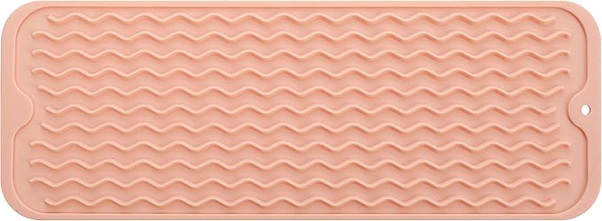 MicoYang Silicone Dish Drying Mat for Multiple Usage,Easy clean,Eco-friendly,Heat-resistant Silicone Mat for Kitchen Counter,Sink,Bar,Bottle,or Cup Pink M 17 inches x 6 inches by MicoYang
