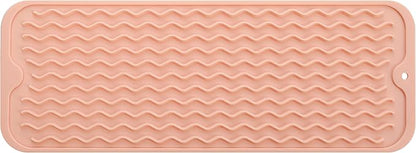 MicoYang Silicone Dish Drying Mat for Multiple Usage,Easy clean,Eco-friendly,Heat-resistant Silicone Mat for Kitchen Counter,Sink,Bar,Bottle,or Cup Pink M 17 inches x 6 inches by MicoYang