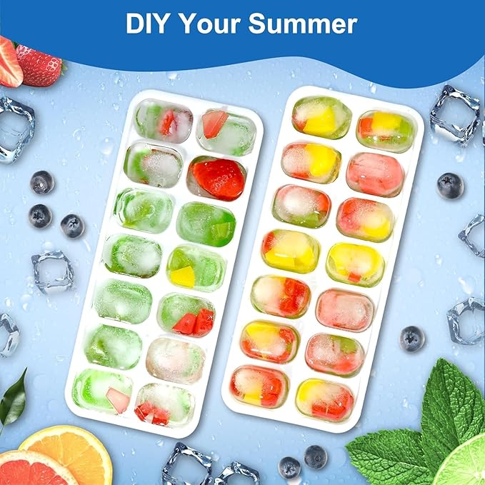 Ice Cube Trays for Freezer with Lids, 4 Pack 56-Cube Stackable Ice Trays, Easy-Release Silicone Bottom & PP Frame, BPA-Free, Dishwasher Safe, Covered Ice Molds for Iced Coffee, Cocktails & Baby Food - Image 4